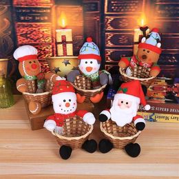 Christmas Decorations Santa Claus Snowman Candy Basket Merry Decoration For Home Xmas Kids Gifts Noel Navidad Happy Year 2022326K