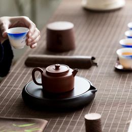 Tea Trays Small Solid Wood Tray Round Water Storage Vintage Living Room Kitchen Decor Chinese Plateau Bois Table Trayes Gift