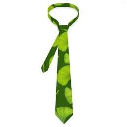 Bow Ties Green Ginko Biloba Tie Cute Leaves Print Business Neck Cool Fashion For Male Collar Necktie Birthday Gift