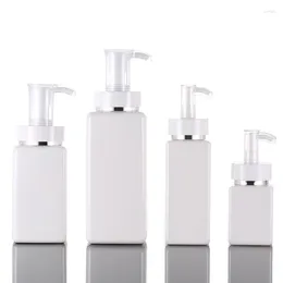 Storage Bottles White PET Square Lotion Pump Shampoo Hand Sanitizer Bottle 100ml 200ml 300ml Cosmetic Sub-Packing Plastic SN982