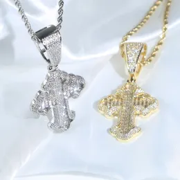 New Iced Out Cross Necklace for Men Women Micro Pave Bling Cz Paved Hip Hop Jewellery