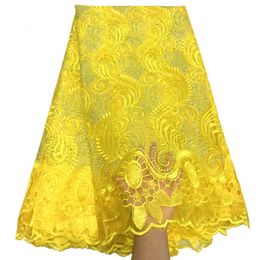 Fabric and Sewing Yellow Lace 2023 High Quality Nigerian For Women Dress African With Stones 230412