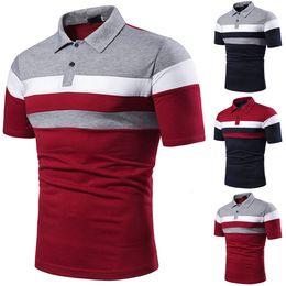 Men's Polos Men's polo shirt Short sleeved polo shirt Contrast Colour polo clothing Summer street clothing Casual men's top 230412