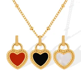 Pendant Necklaces Chic Elegant Two-sided Two-color Love Heart White Natural Shells Cute Necklace Fashion Jewellery Gifts For Women Girls Kid