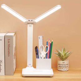 Desk Lamps Table Lamp LED Rechargeable Foldable Eye Protection Children Student USB Desk Lamp With Charge Battery Bedroom Bedside Night Lam P230412