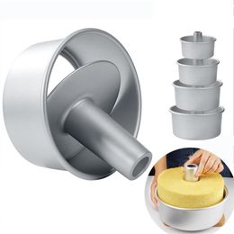 Baking Moulds Chiffon Cake Tin Mould 6 8 10inch Aluminium Alloy Pan Removable Bottom Hollow Chimney DIY Tools244i