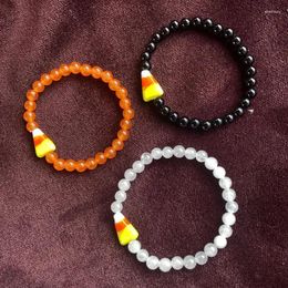 Charm Bracelets Candy Corn Gemstone Halloween Stretch Bracelet Jewelry Y2k Aesthetics Unique Gift Handmade
