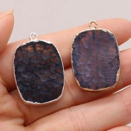 Pendant Necklaces Natural Dragon Pattern Agate Charms Oval Necklace For Exquisite Jewellery Making DIY Earrings Accessories