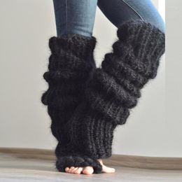 Women Socks Winter Chunky Crochet Knitted Warm Long Solid Color Thermal Slouchy Furry Boot Cuffs Stockings