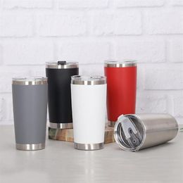 Mugs 20oz Double Wall Ice Beer Thermal Cup Stainless Steel Vacuum Insulated Tumbler Coffee Travel Mug With Lid286Y