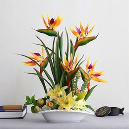 Decorative Flowers & Wreaths 2021 90 Cm Silicone Bird Of Paradise Artificial Family Party Flower Home Decoration Living Room El De264S