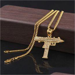 Pendant Necklaces Gold Chain Gun Shape Pistol Necklace For Mens Fashion Hip Hop Cuban Link Chains Jewelry Drop Delivery Penda Dhgarden Ot4Hn