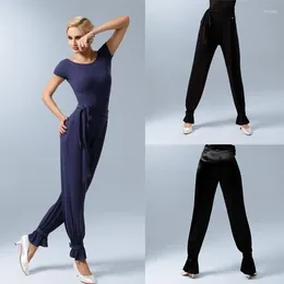 Stage Wear 3 Colors Modern Dancing Pants For Women High Waist Latin Dance Leggings Velvet Ballroom Practice Clothes SL9189