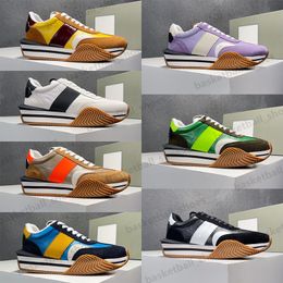 2023 Men Luxury Tomfords Casual Shoes Mens Trainers Side Stripe Suede Skateboard Walking Chunky Rubber Ecological Sports Shoes Size 39-45