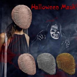 Party Hats Halloween Cosplay Full-head Hat Studded Spikes Full Face Mask Jewel Margiela Cover For Funny Toys256q