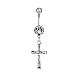 Navel Bell Button Rings D0793F Cross Belly Ring Clear Color Drop Delivery Jewelry Body Dhgarden Otesy