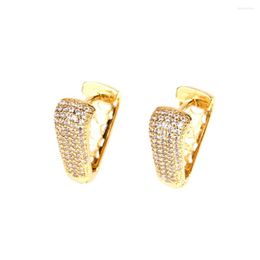 Hoop Earrings EYIKA Vintage Full Zircon Geometric Triangle Earring For Women Fashion Hollow Heart Gold Silver Plated Aretes Jewelry Gift