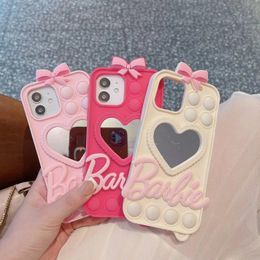 Designer Silicone Phone Case Mirror Bow Fit for iPhone 14 13 12 Pro max 11 14 plus Anti-fall case