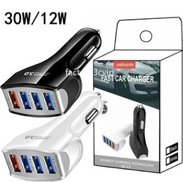 4 USB Ports QC3.0 Car Charger 7A 30W Fast 3.0 Smart Phone chargers for iPhone 11 12 13 14 15 pro max samsung Android Charge Adapter F1