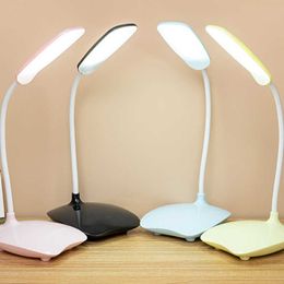 Desk Lamps Led Desk Lamp USB Rechargeable Table Light Portable Touch Dimming Student Study Lamp DC5V 6000K Eye Protection Bedroom Lamp P230412