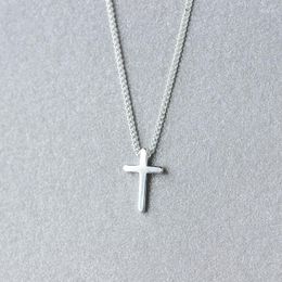 Chains (Tinny CROSS) Real. 925 Sterling Silver Polished Cross Religion Pendant Necklace Crucifix Charms Jewellery GTLX1255