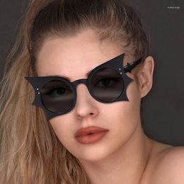 Sunglasses Vintage Black Cool Unique Trend Bat Frame Punk UV400 Sun Glasses Goggles Women Men Hip Hop Halloween Party Eyewear