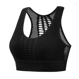 Yoga Outfit Women Breathable Active Sports Bra Sexy Mesh Top Push Up Gym Fitness Underwear Female Seamless Running Workout