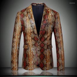 Men's Suits Button Single Mens Blazer 2023 England Designer Crocodile Snake Pattern Gold Men Dress Jacket Slim Fit Party Wear 8806