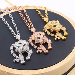 rose long gold silver diamond pendant necklace for women men set tiger Rock Luxury trendy Party Christmas Wedding couple Beads Chain Jewellery Accessories Gifts cool