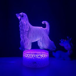 Lamps Shades 3D Illusion LED Night Light Afghan Hound Dog 7 Colour Changing Room Decorative Child Kid Baby Desk Bedside Gift 230411