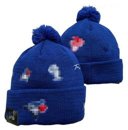 Blue Jays Beanies Toronto Beanie Cap Wool Warm Sport Knit Hat Baseball North American Team Striped Sideline USA College Cuffed Pom Hats Men Women a0