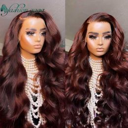 Hair Wigs 13x4 Reddish Brown Body Wave Hd Lace Front Human Auburn Copper Frontal Wig #33 Dark Coloured 230412