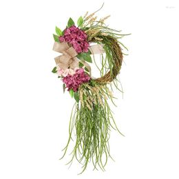 Decorative Flowers Pink Spring Wreath Grapevine Hydrangea Summer Season For Front Door Po Prop Party Festival