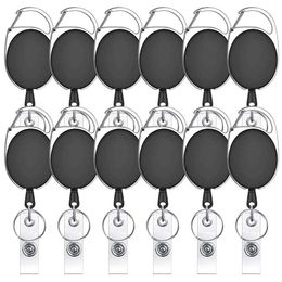 Keychains 12 Pcs Black Retractable Key Chain Badge Card Holders Reel Cord Clip With Belt And Ring