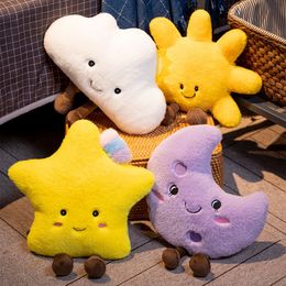 Cute Sun Cloud Plush Pillow Stuffed Soft Creative Plush Yellow Star Purple Moon White Cloud Toy Car Pillow Home Decor Kids Toys