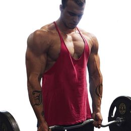 Men's Tank Tops Gym Workout Bodybuilding Cotton Y Back Fitness Thin Shoulder Strap Muscle Fit Stringer Sleeveless Shirt 230412