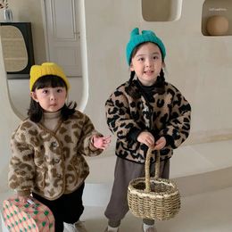 Jackets Children Coat Plus Cashmere 2023 Winter South Korean Clothing Boys And Girls Fur Baby Single Breasted Cardigan Style