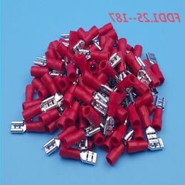 1000Pcs Crimp Terminal Connector Red FDD125-187 48mm16-22 AWG Insulated Female Spade Wire Hkeap