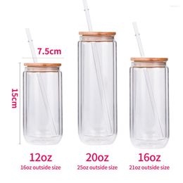 Wine Glasses INS European American Customized Logo Sublimation Creative DIY Coke Cup Snow Globe Double Wall Beer Glass Can With Straws