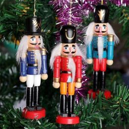 Wood Ornaments Christmas 6pcs Nutcracker Wood Christmas Figures 12cm Walnuts Soldiers Dolls Desktop Decor Christmas Gift 201203222f