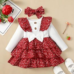 Girl Dresses Dress For Kids 0-24 Months Korean Style Long Sleeve O-Neck Cotton Ruffled Cute Princess Formal Romper Ootd Baby