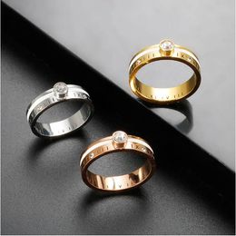 Classic Roman Numerals Enamel Ring For Women Men Stainless Steel Crystal Designer Rings 18 K Gold Plated Bride Wedding Jewellery New