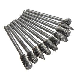 Freeshipping New Arrival 10Pcs/lot 1/8 Tungsten Carbide Burr Set 3mm Drill Bit Rotary Cutter Files CNC Engraving CED 6mm With Box Lpxlh