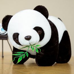 20cm Kawaii Plush Panda Toys Lovely Pillow Panda with Bamboo Leaves Stuffed Soft Animal Bear Nice Birthday Gift for Children