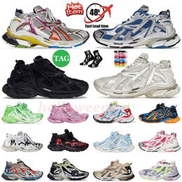 2024 New Women Mens Track Runners 7 7.0 Foam Casual Shoes Designer Leather White Black Nylon Mesh Balencaigas7.0 Tracks Trainers Graffiti Dark Taupe Platform Sneakers