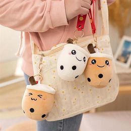 Party Favor Mini Bubble Tea Family Stuffed Doll Plush Fruits Drink Bottle Strawberry Milk Cup Pillow Cushion Kids Toys Key Chain P294C