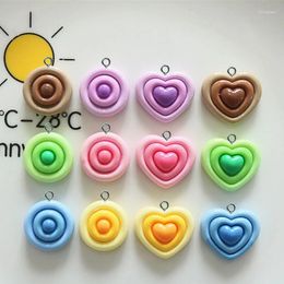 Charms 10pcs Shiny Circle Heart Series Resin Cute Pendant Flatback Diy Earrings Keychain For Jewelry Making Findings