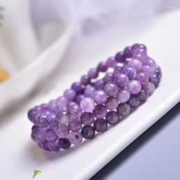 Strand Plum Tourmaline Natural Purple Quartz Crystal Stretch Beads Bracelet 6mm
