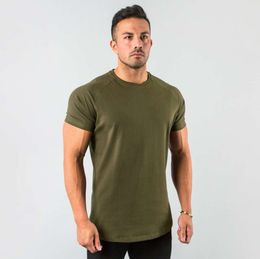 Men's T-Shirts Stylish Plain Tops Fitness Mens T Shirt Short Sleeve Muscle Joggers Bodybuilding Tshirt Male Gym Clothes Slim Fit Tee 230504 fallow KJ456