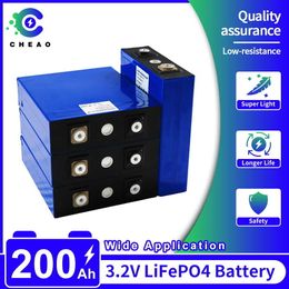 3.2V LiFePO4 Battery 200Ah Rechargeable 4/8/16/32PCS Rechargeable Batteries Lifepo4 200Ah for Solar RV Vans Yacht EU US TAX FREE